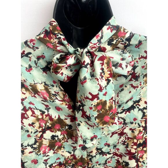 ZARA Floral Print Blouse Flowy Long Sleeve Size XS Tie Neck Romantic Cute - Picture 7 of 11